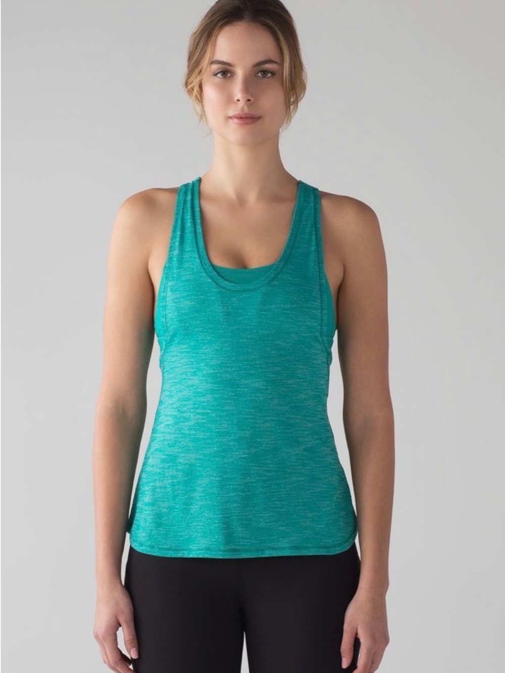 Lululemon Glide and Stride Tank Size 10 Heathered Black 2 in 1